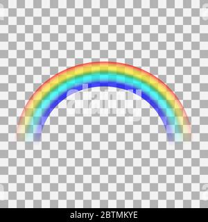 Rainbow icon isolated on transparent background. Realistic raibow 3d. Mockup. . Stock - Vector illustration. Stock Vector