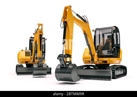 3d bulldozer on white backgorund Stock Photo