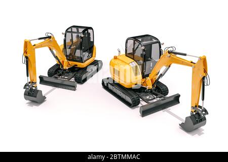 3d bulldozer on white backgorund Stock Photo