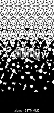 Black and white vector arabesque pattern. Geometric halftone pattern with arabesque disintegration Stock Vector