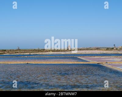 Near Trapani in Sicily there are a lot of salt pans Stock Photo