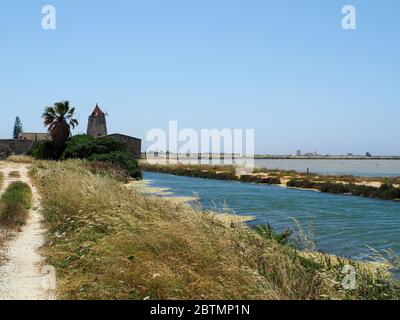 large salt pans in sicily are now used as a nature reservate Stock Photo