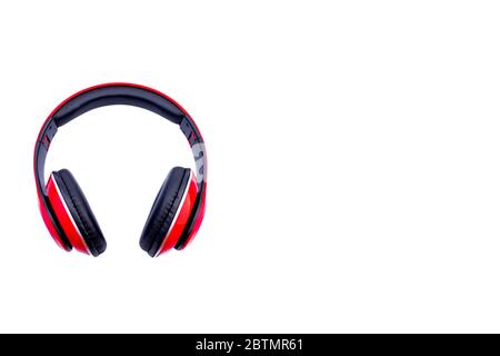 Wireless headset on white background. Selective focus Stock Photo