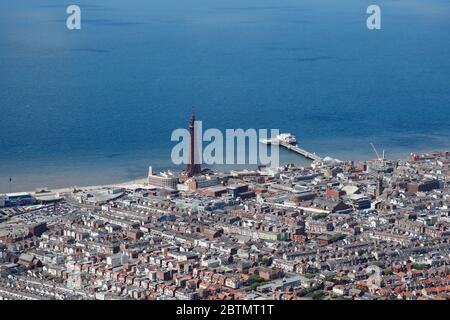 Aerial View of Blackpool and the Iconic Blackpool Tower Stock Photo