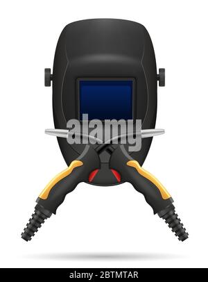 protective mask for welders and equipment for gas welding vector illustration isolated on white background Stock Vector