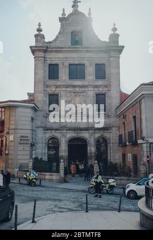 Madrid, Spain - January 26, 2020: People entering Cathedral Church of the Armed Forces in Madrid, capital of Spain renowned for its rich repositories Stock Photo