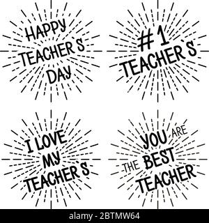 Happy Teacher's Day different variants of the inscription Stock Vector