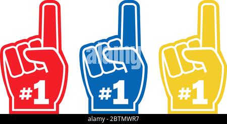 Number 1 fan, hand glove, a different color Stock Vector