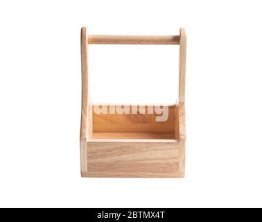 Empty wooden basket isolated on the white background with clipping paths Stock Photo