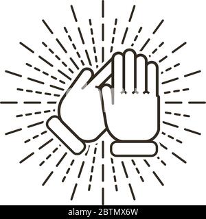 Clap in sun rays on flat design Stock Vector