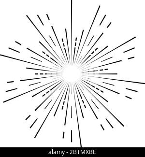 Sun rays black colored on white background Stock Vector