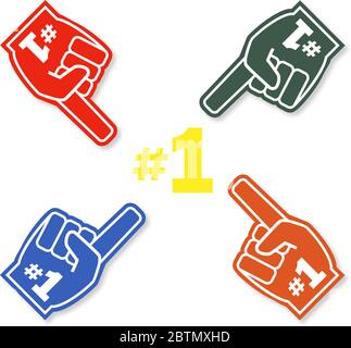 Number 1 fan, hand glove, a different color Stock Vector