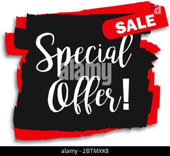 Set stamps with words for sale, Special offer and with shadow Stock Vector