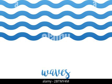 Waves water icon, in line on white background Stock Vector
