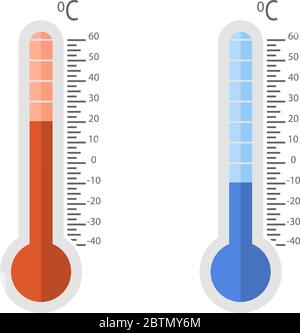 Thermometers set cold and hot on a white background Stock Vector