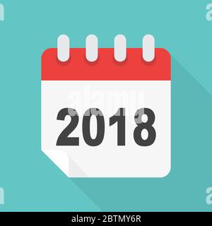 Calendar icon 2018 years in flat style, vector Stock Vector