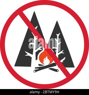 Sign no fire on white background, vector Stock Vector