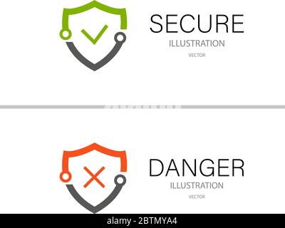 Secure lock and danger isolated on white background Stock Vector