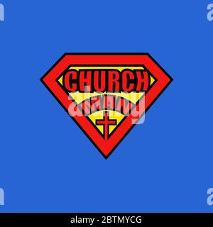 Church man on blue background and vector illustration Stock Vector