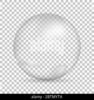 Water bubble with shadow on isolated background, vector illustration Stock Vector