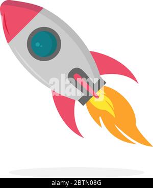 Rocket icon on white background, vector illustration Stock Vector