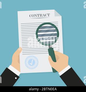 Contract Verification in flat style, business concept, vector illustration Stock Vector