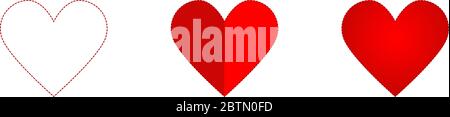 Hearth set icon red colored on a white background, valentine day, vector Stock Vector