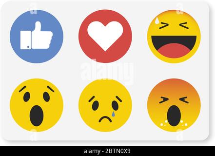 Social media face reaction emojis flat icons Stock Vector Image & Art ...