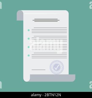 Contract in flat style, business concept, vector illustration Stock Vector