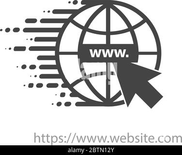 Search icon. Logo site icon. WWW icon with cursor in flat design. Linear style - Vector illustration Stock Vector