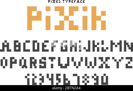 Pixel font. Alphabet retro letters. Alphabet with pixel font. Vector Stock Vector
