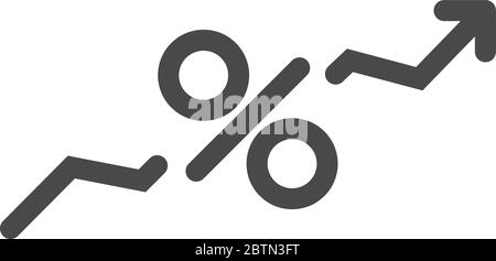 High percent interest. Percent up icon in linear style. Vector illustration Stock Vector