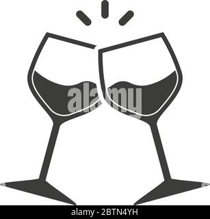 Champagne glasses icon. Glasses with wine in flat style. Vector illustration Stock Vector