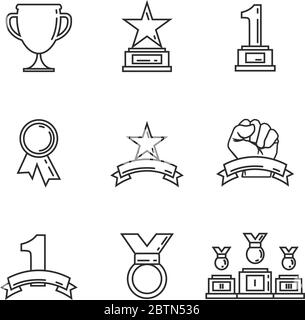 Award icon golden cups for winners. Sport trophy. Linear style. Vector illustration Stock Vector
