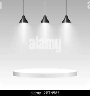 Three ceiling lamps with light. Lamp hanging background. Vector illustration Stock Vector