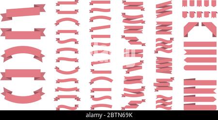 Ribbon or banner vector set. Flat vector ribbons banners isolated background. Ribbon red colored. Set ribbons or banners. Vector illustration Stock Vector