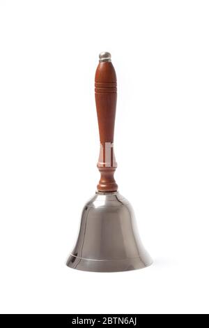 Traditional school bell isolated on white background and with clipping path. Stock Photo