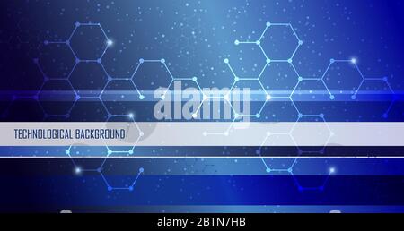 Abstract technology background of honeycombs and dots. Stock Vector