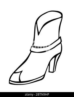Doodle fashion cowboy boot hand drawn in line art style Stock Vector ...
