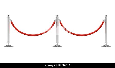 Barriers with red rope on silver stanchions Stock Vector
