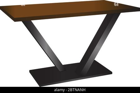 Modern design of small table, composed from iron and wood Stock Vector