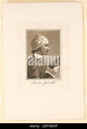 Theodore Gardelle. Research in ProgressAn old man in side view towards right. Half-length, he holds in his right hand an opened book. He wears a white nightcap, white shirt and a dark coat. Illustration for Ireland, "Graphic Illustrations…" I, 172. Stock Photo