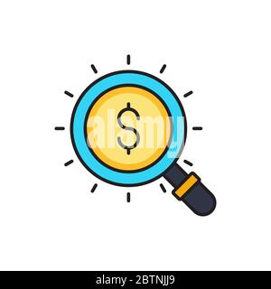 Money search vector icon symbol isolated on white background Stock Vector