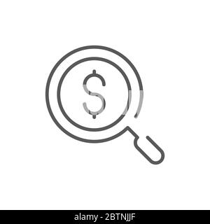 Money search vector icon symbol isolated on white background Stock Vector