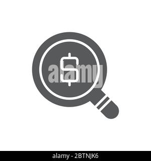 Money search vector icon symbol isolated on white background Stock Vector