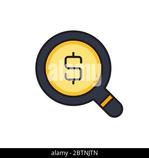 Money search vector icon symbol isolated on white background Stock Vector
