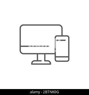 Monitor and phone vector icon symbol mockup isolated on white background Stock Vector