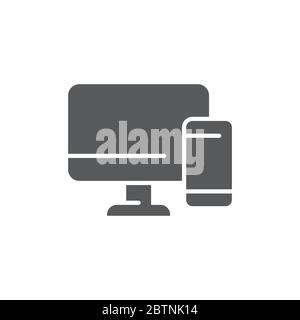 Monitor and phone vector icon symbol mockup isolated on white background Stock Vector