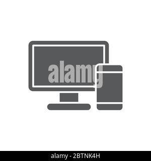 Monitor and phone vector icon symbol mockup isolated on white background Stock Vector