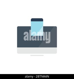 Monitor and phone vector icon symbol mockup isolated on white background Stock Vector
